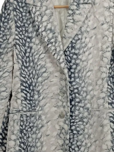 Fashion For You Damen Blazer Mantel Gr. 38 Animal Print Weiß Grau