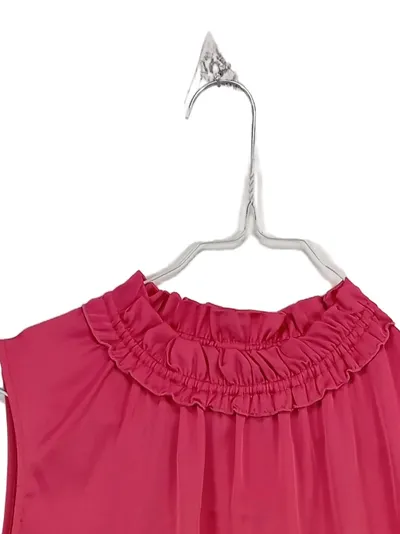 Comma Damen Bluse ärmellos Rüschenkragen Pink Gr. 36 S elegant
