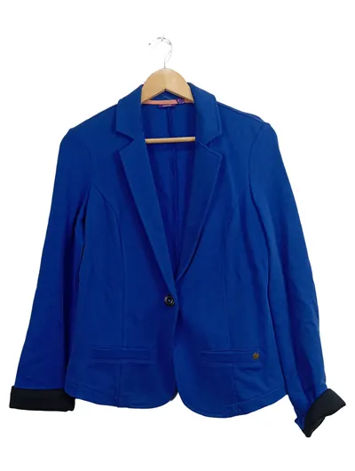 Mexx Damen Blazer Gr. L/42 Blau Baumwolle Casual Jersey