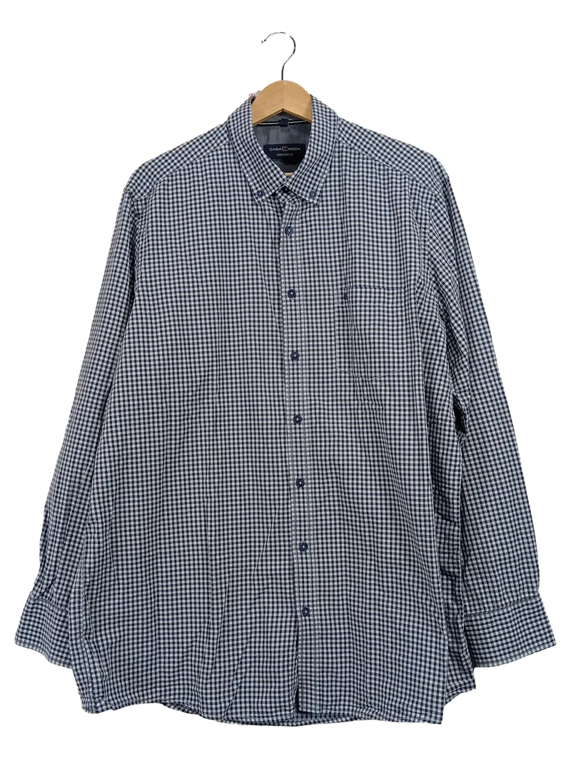 CASAMODA Herren Freizeithemd Comfort Fit kariert blau weiß Gr. XL 1