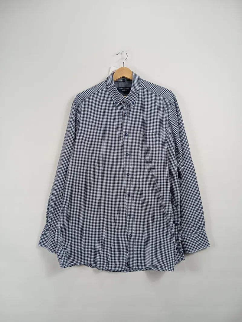 CASAMODA Herren Freizeithemd Comfort Fit kariert blau weiß Gr. XL 2