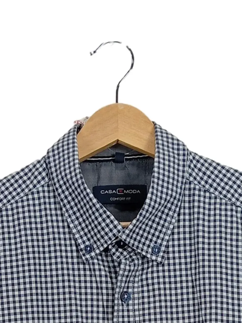 CASAMODA Herren Freizeithemd Comfort Fit kariert blau weiß Gr. XL 5
