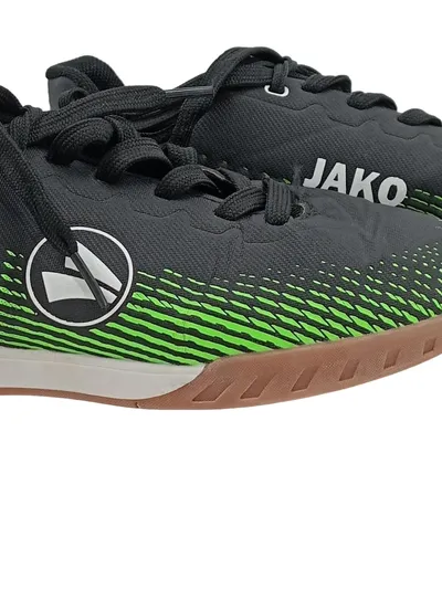 JAKO Hallenfußballschuhe Kinder Gr. 33 Schwarz Grün Indoor Schuhe