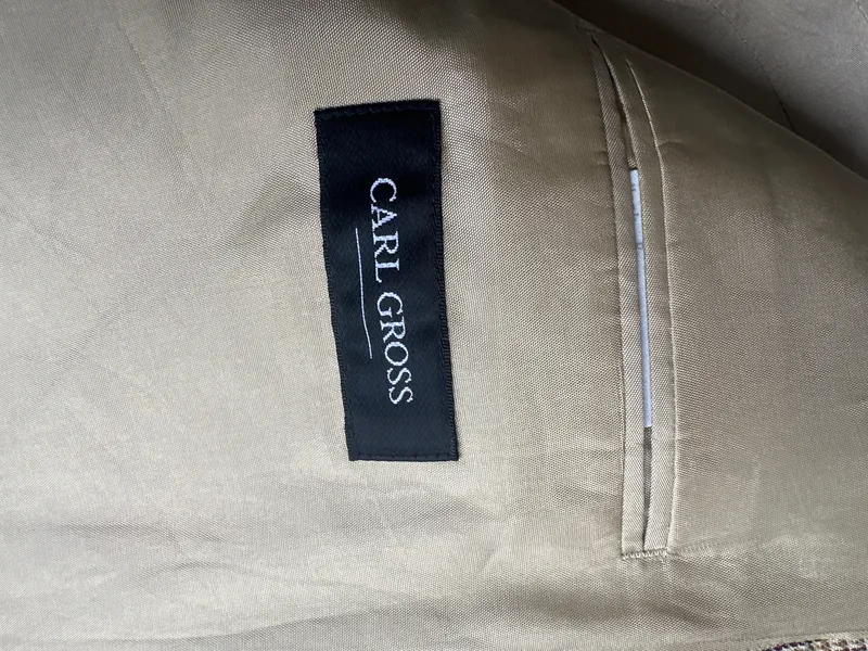 Carl Gross Sakko Herren Kariert Beige Gr. 54 XXL Business Blazer Jacket 4
