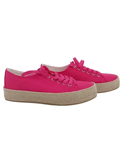 Tamaris Damen Espadrilles Sneaker Pink Gr. 40 Canvas Plateau Bast