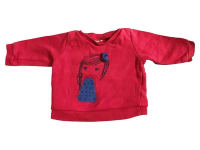 Boley Mädchen Langarmshirt Gr. 62 Rot Baumwolle Applikation Alltag