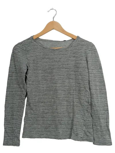 Marc O'Polo Langarmshirt Damen 36 S Grau Gestreift 100% Baumwolle Casual Top