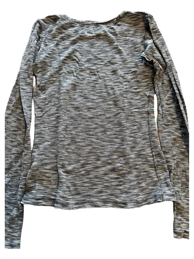 Marc O'Polo Langarmshirt Damen 36 S Grau Gestreift 100% Baumwolle Casual Top