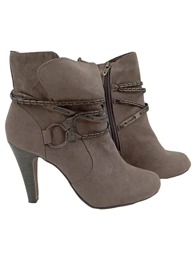 Tamaris Trend Damen Stiefelette Wildleder Braun Gr. 37 Absatz 10cm