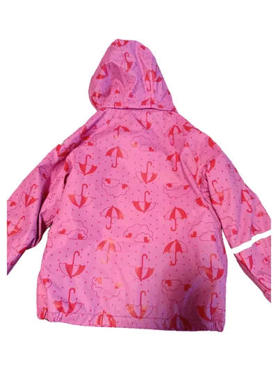 CareTec Regenjacke Mädchen Gr. 104 Pink Regenschirm Muster Kapuze Outdoor