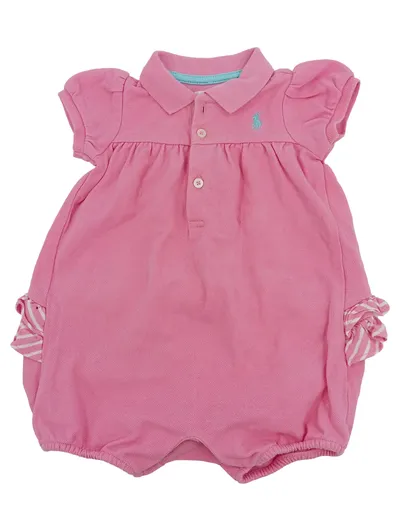 Ralph Lauren Baby Body Mädchen Gr. 6M/68 Rosa Polo Strampler