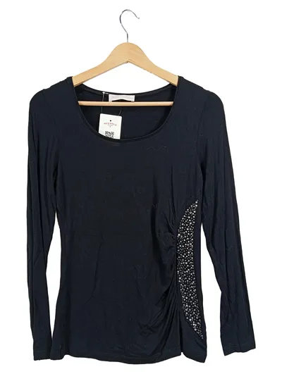 Judith Williams Langarmshirt Damen Gr. 34 XS Schwarz Viskose Strass Elegant