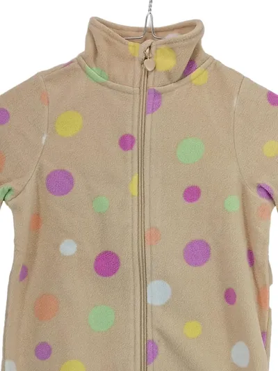 dopodopo Mädchen Fleecejacke Gr. 104 Beige Punkte Bunt Stehkragen
