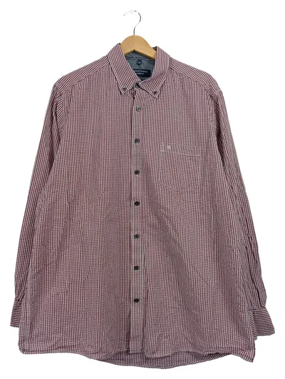 CASAMODA Herren Freizeithemd Langarm Kariert Rot Weiß Comfort Fit XL