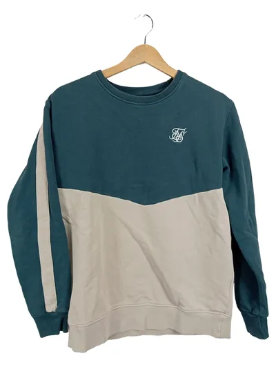 SikSilk Pullover Herren Gr. M/38 Petrol Beige Colorblock Sweatshirt