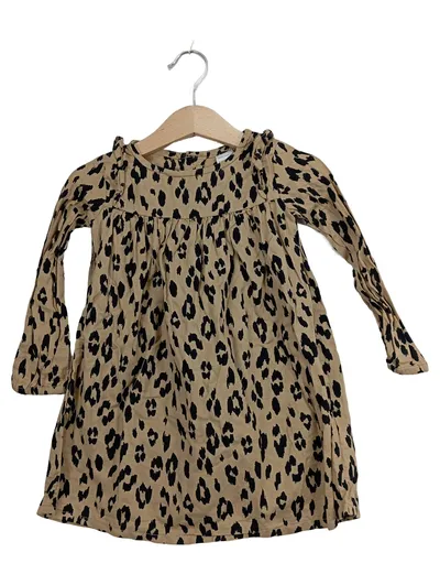 Carter's Mädchen Kleid Leopardenmuster Gr. 86 Beige Langarm Baumwolle