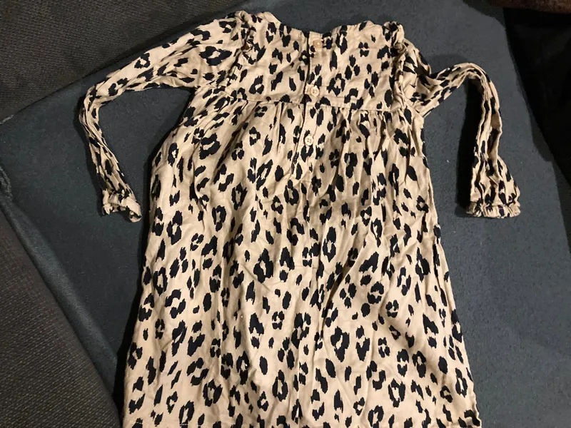 Carter's Mädchen Kleid Leopardenmuster Gr. 86 Beige Langarm Baumwolle 3
