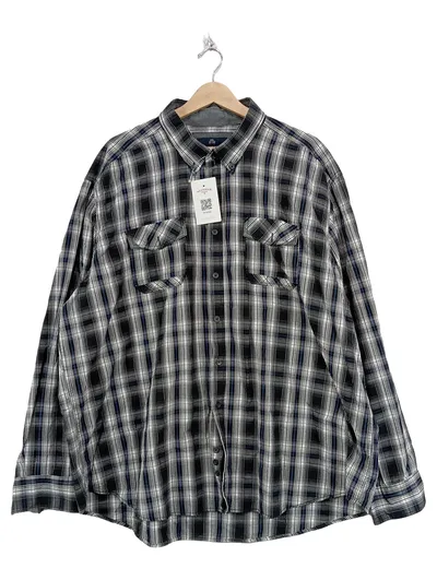 CANDA C&A Herren Freizeithemd Kariert Gr. 3XL Schwarz Weiß Blau