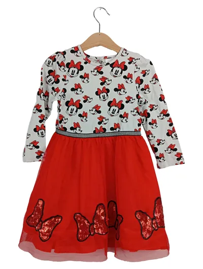 Disney Minnie Maus Kleid Mädchen Gr. 116 Tüllrock Pailletten Rot