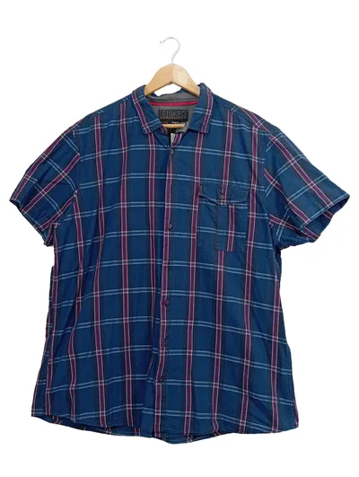 Angelo Litrico Herren Freizeithemd Kurzarm Kariert Blau Gr. XXL