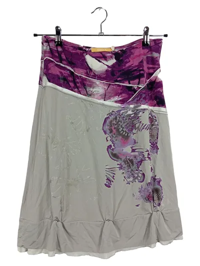 BiBA Damen Rock Gr. 34/XS Grau Lila Abstrakt Viskose Stretch