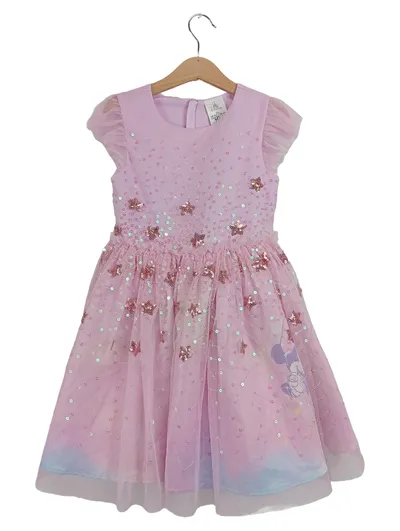 Disney Minnie Maus Kleid Mädchen Gr. 116 Rosa Tüll Pailletten Festlich