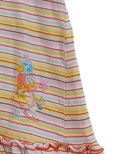 WHOOPI Mädchen Kleid Sommerkleid Gr. 86 Gestreift Vogel Applikation Bunt