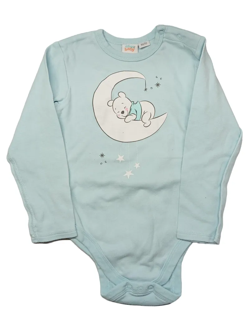 Disney Baby Body Winnie Pooh Mond Sterne Gr. 86/92 Blau Langarm 1