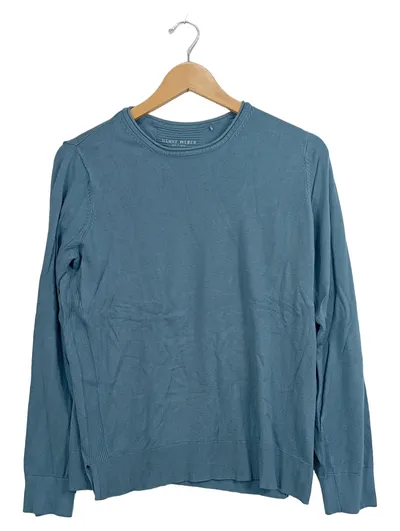 Gerry Weber Damen Pullover Gr. 38 M Blau Langarm Rundhals Basic