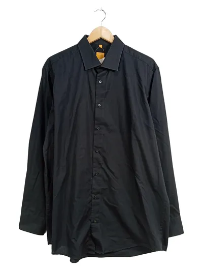 REDMOND Herren Business Hemd Langarm Schwarz Modern Fit Gr. 45-46/3XL