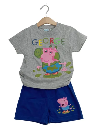 Peppa Pig George Kinder Set T-Shirt Shorts Gr. 98 Grau Blau