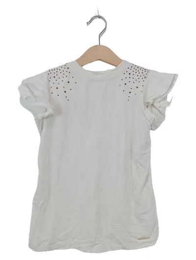 Marciano Mädchen T-Shirt Gr. 150/152 Weiß Strasssteine Rüschen