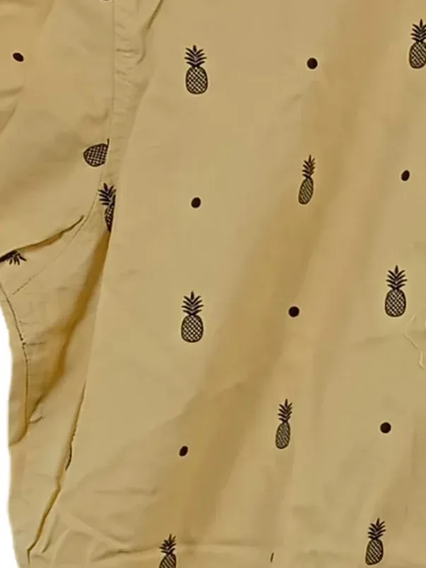Jack & Jones Herren Freizeithemd Kurzarm Ananas Print Beige Gr. L 3