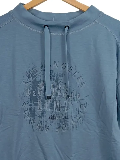 LeComte Damen Pullover Sweatshirt Gr. 38/M Blau Los Angeles Print