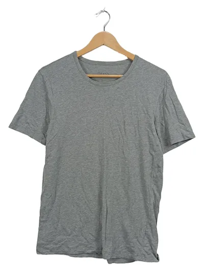 HUGO BOSS Herren T-Shirt Grau Meliert Gr. 48 M Basic Kurzarm Baumwolle Logo