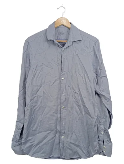 Roy Robson Herren Business Hemd Blau Geometrisch Gr. 48 M Baumwolle Langarm