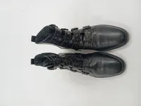 Paul Green Damen Stiefelette Schwarz Leder Schnallen Nieten Gr. 38.5 2