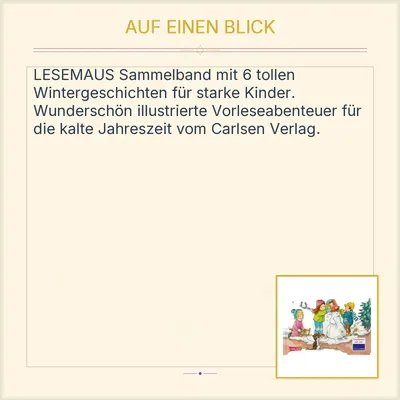 Carlsen LESEMAUS Winter Geschichten 6in1 Vorlesebuch Kinderbuch Hardcover