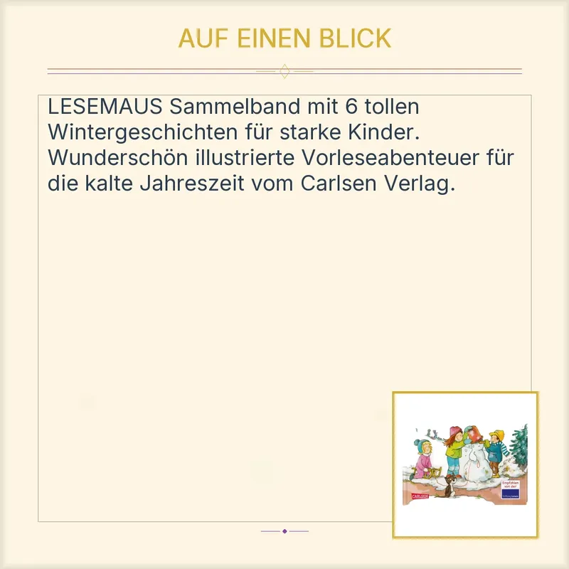 Carlsen LESEMAUS Winter Geschichten 6in1 Vorlesebuch Kinderbuch Hardcover 2