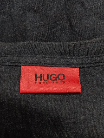 HUGO BOSS Herren Langarmshirt V-Ausschnitt Blau Meliert Gr. 48 M