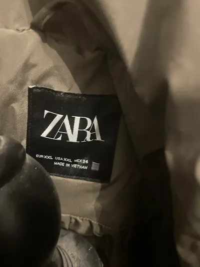 Zara Steppmantel Damen Gr. 44 XXL Braun Lang Kapuze Winter