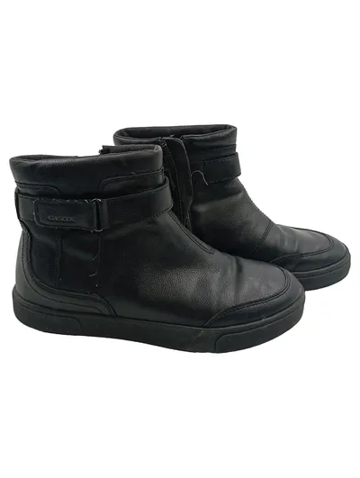 Geox Damen Stiefeletten Schwarz Leder Gr. 36 Casual Reißverschluss