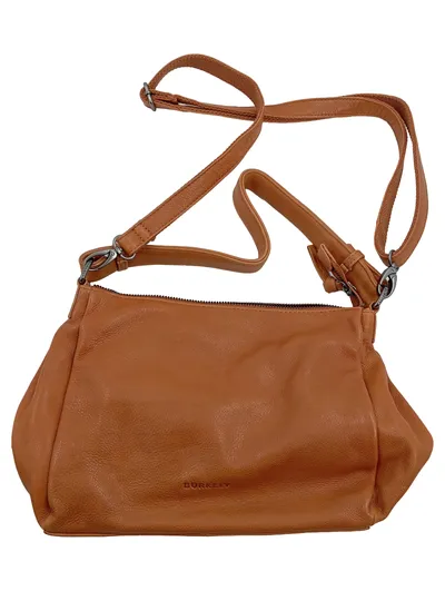 BURKELY Damen Umhängetasche Leder Cognac Braun Crossbody Bag Casual