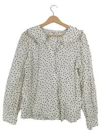 Marc O'Polo Denim Hemdbluse Damen XL Weiß Gepunktet Rüschen Bio-Baumwolle 1