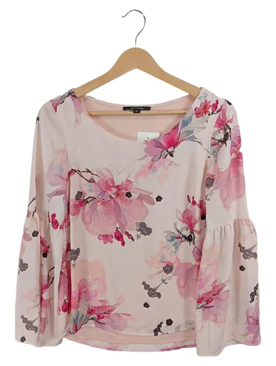 Comma Damen Bluse Rosa Blumenmuster Gr. 34 XS Langarm Feminin Freizeit