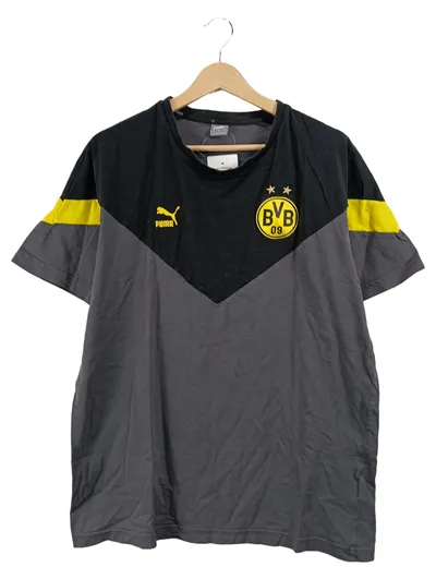 PUMA T-Shirt Herren Gr. 50 L Grau Fanshirt Borussia Dortmund BVB 09