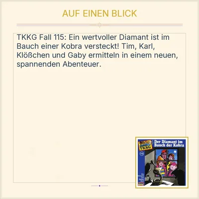 TKKG Folge 115 Der Diamant im Bauch der Kobra Hörspiel CD Europa Stefan Wolf