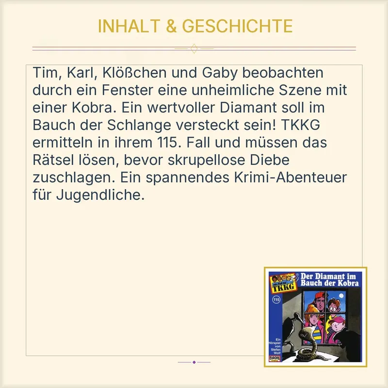 TKKG Folge 115 Der Diamant im Bauch der Kobra Hörspiel CD Europa Stefan Wolf 3