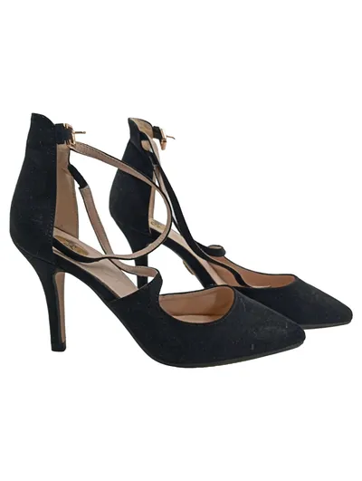 Buffalo Damen Pumps Schwarz Gr. 37 Riemchen Elegant Stiletto Absatz