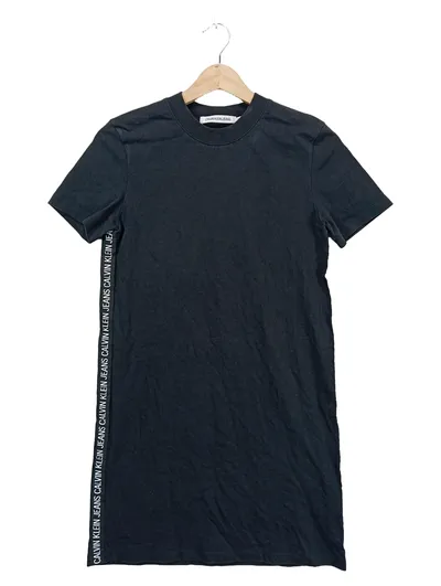 Calvin Klein Jeans Damen Freizeitkleid Schwarz Gr. 34 XS Logo-Print